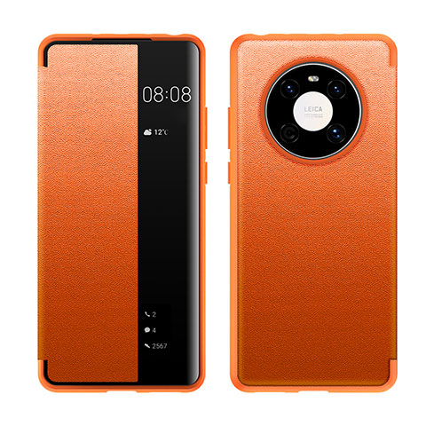 Coque Portefeuille Livre Cuir Etui Clapet LF1 pour Huawei Mate 40 Pro Orange