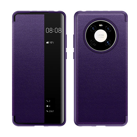 Coque Portefeuille Livre Cuir Etui Clapet LF1 pour Huawei Mate 40 Violet