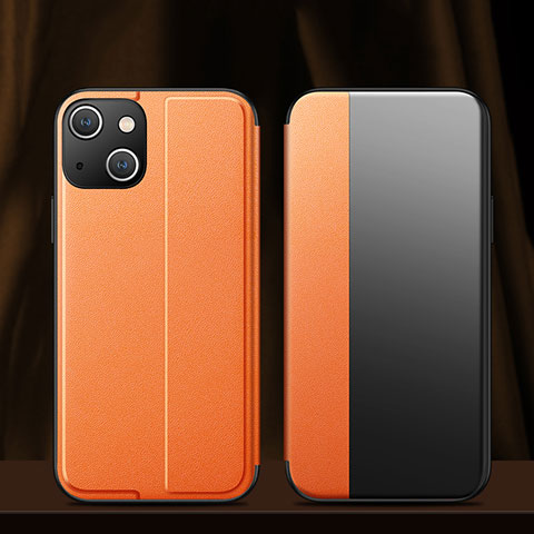 Coque Portefeuille Livre Cuir Etui Clapet M02 pour Apple iPhone 13 Mini Orange