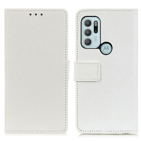 Coque Portefeuille Livre Cuir Etui Clapet M08L pour Motorola Moto G60s Blanc