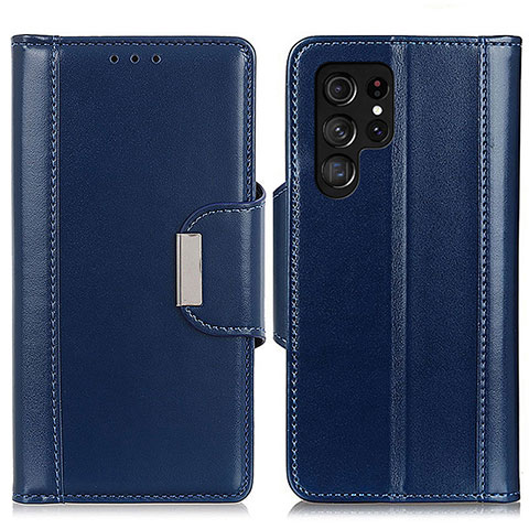 Coque Portefeuille Livre Cuir Etui Clapet M14L pour Samsung Galaxy S21 Ultra 5G Bleu