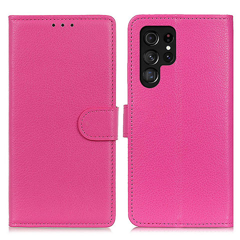 Coque Portefeuille Livre Cuir Etui Clapet M18L pour Samsung Galaxy S21 Ultra 5G Rose Rouge