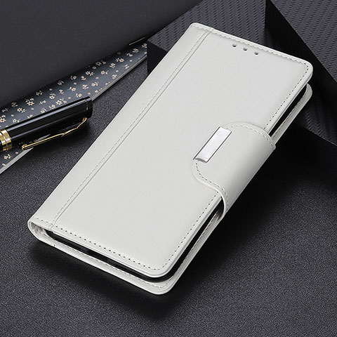 Coque Portefeuille Livre Cuir Etui Clapet M22L pour Samsung Galaxy S21 Ultra 5G Blanc
