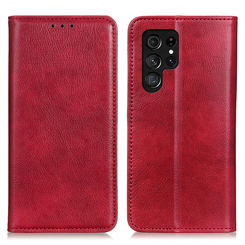 Coque Portefeuille Livre Cuir Etui Clapet N01P pour Samsung Galaxy S21 Ultra 5G Rouge
