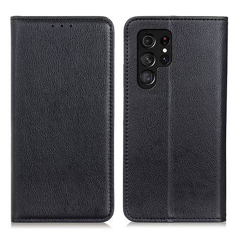 Coque Portefeuille Livre Cuir Etui Clapet N01P pour Samsung Galaxy S23 Ultra 5G Noir