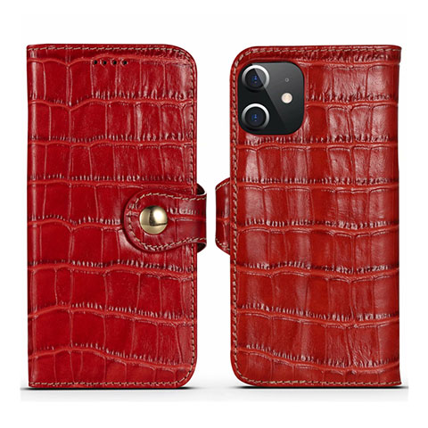 Coque Portefeuille Livre Cuir Etui Clapet N02 pour Apple iPhone 12 Mini Rouge