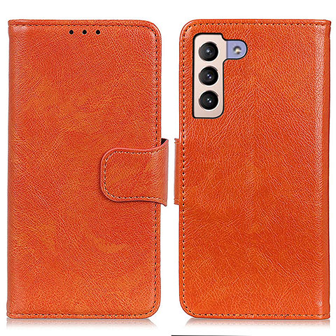 Coque Portefeuille Livre Cuir Etui Clapet N05P pour Samsung Galaxy S21 FE 5G Orange