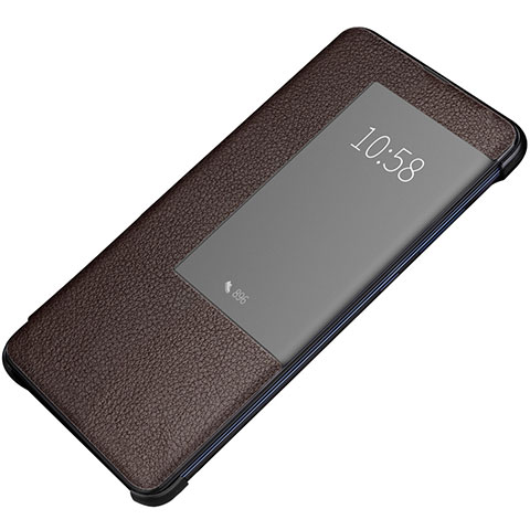 Coque Portefeuille Livre Cuir Etui Clapet P01 pour Huawei Mate 20 Pro Marron