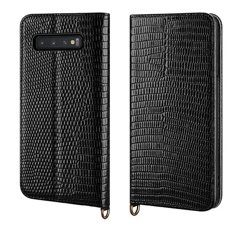 Coque Portefeuille Livre Cuir Etui Clapet P04 pour Samsung Galaxy S10 Noir