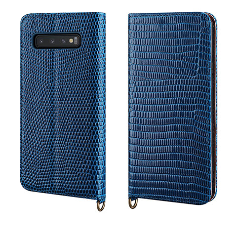 Coque Portefeuille Livre Cuir Etui Clapet P04 pour Samsung Galaxy S10 Plus Bleu