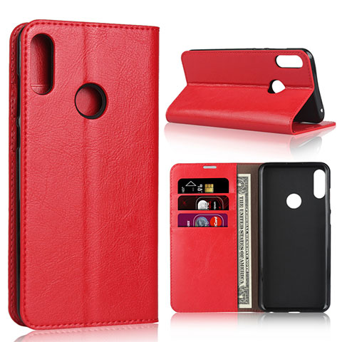 Coque Portefeuille Livre Cuir Etui Clapet pour Asus Zenfone Max Pro M2 ZB631KL Rouge