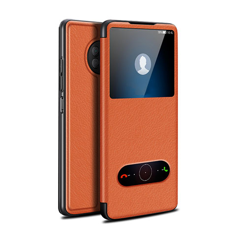 Coque Portefeuille Livre Cuir Etui Clapet pour Huawei Enjoy 20 Plus 5G Orange
