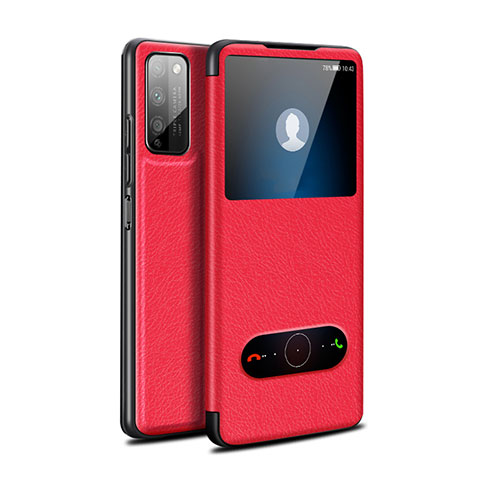 Coque Portefeuille Livre Cuir Etui Clapet pour Huawei Honor 30 Lite 5G Rouge