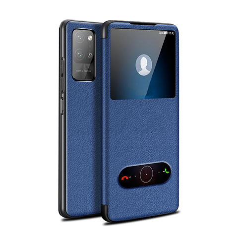 Coque Portefeuille Livre Cuir Etui Clapet pour Huawei Honor Play4 Pro 5G Bleu
