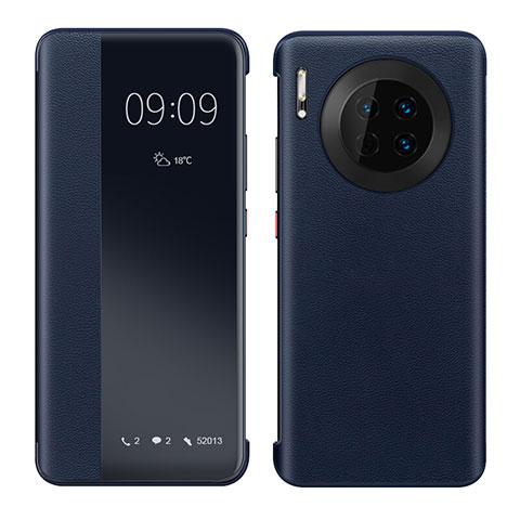 Coque Portefeuille Livre Cuir Etui Clapet pour Huawei Mate 30E Pro 5G Bleu