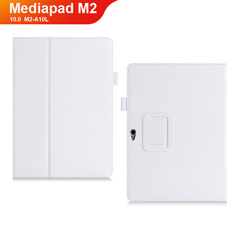 Coque Portefeuille Livre Cuir Etui Clapet pour Huawei MediaPad M2 10.0 M2-A10L Blanc