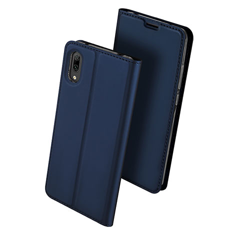 Coque Portefeuille Livre Cuir Etui Clapet pour Huawei Y7 Pro (2019) Bleu