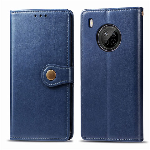 Coque Portefeuille Livre Cuir Etui Clapet pour Huawei Y9a Bleu