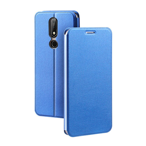 Coque Portefeuille Livre Cuir Etui Clapet pour Nokia X5 Bleu