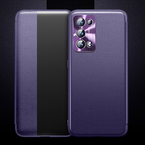 Coque Portefeuille Livre Cuir Etui Clapet pour Oppo Reno6 Pro 5G Violet