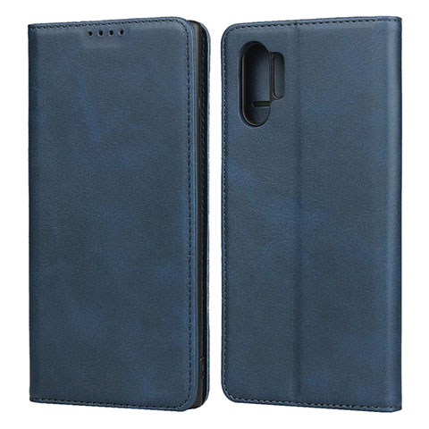 Coque Portefeuille Livre Cuir Etui Clapet pour Samsung Galaxy Note 10 Plus Bleu