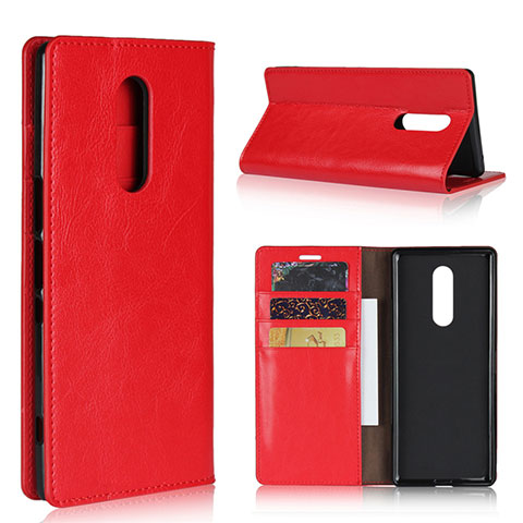 Coque Portefeuille Livre Cuir Etui Clapet pour Sony Xperia 1 Rouge