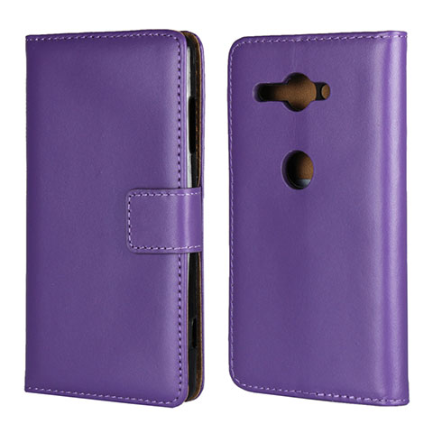 Coque Portefeuille Livre Cuir Etui Clapet pour Sony Xperia XZ2 Compact Violet