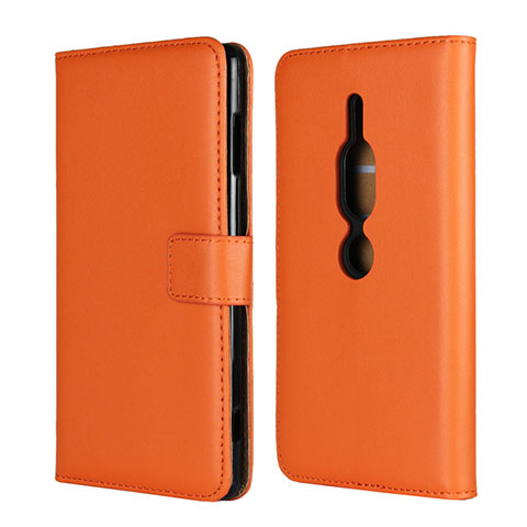 Coque Portefeuille Livre Cuir Etui Clapet pour Sony Xperia XZ2 Premium Orange