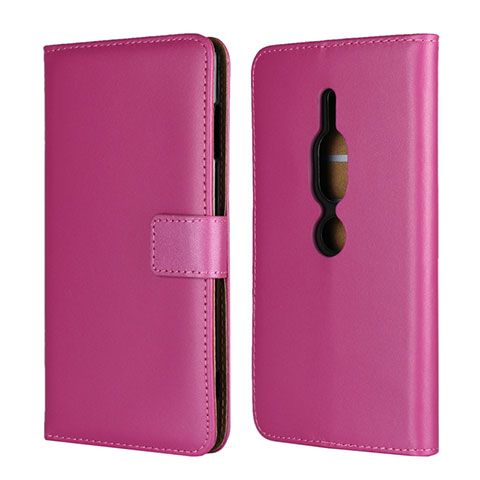 Coque Portefeuille Livre Cuir Etui Clapet pour Sony Xperia XZ2 Premium Rose Rouge