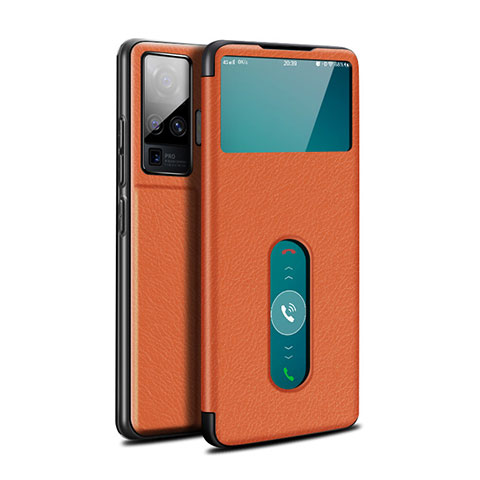 Coque Portefeuille Livre Cuir Etui Clapet pour Vivo X51 5G Orange