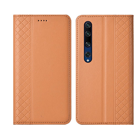 Coque Portefeuille Livre Cuir Etui Clapet pour Xiaomi Mi 10 Orange