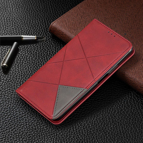 Coque Portefeuille Livre Cuir Etui Clapet pour Xiaomi Redmi 10X Pro 5G Rouge