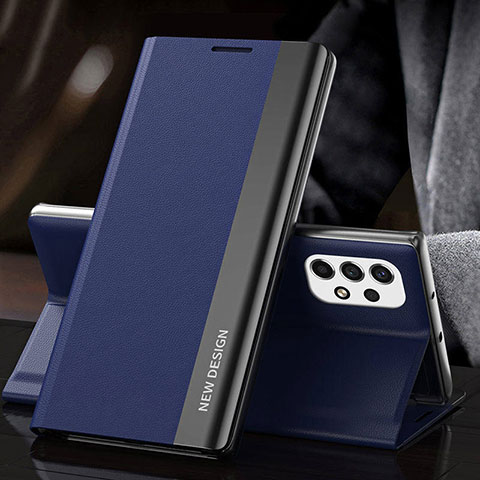 Coque Portefeuille Livre Cuir Etui Clapet Q01H pour Samsung Galaxy A73 5G Bleu