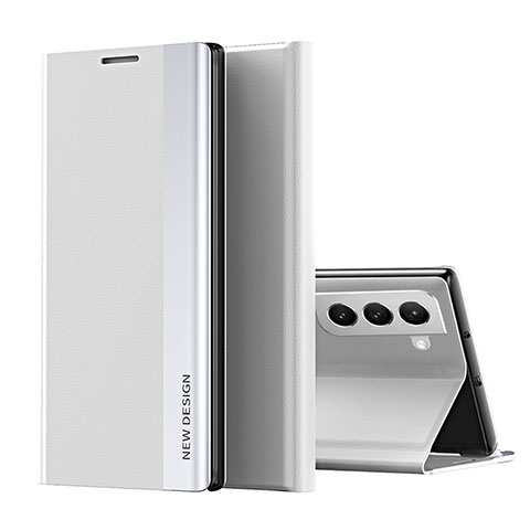 Coque Portefeuille Livre Cuir Etui Clapet Q01H pour Samsung Galaxy S21 5G Blanc