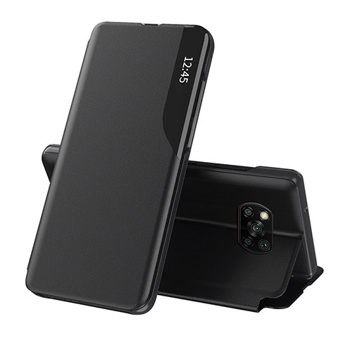 Coque Portefeuille Livre Cuir Etui Clapet Q01H pour Xiaomi Poco X3 Pro Noir