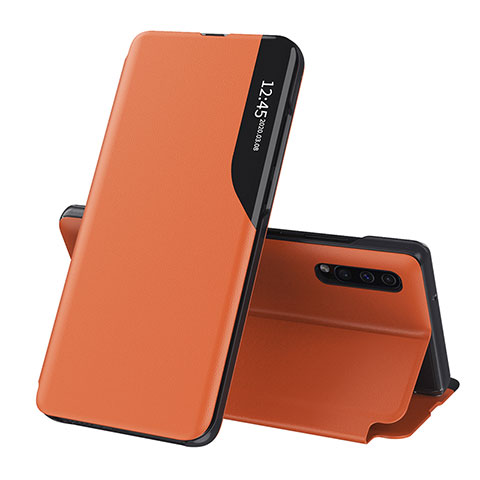 Coque Portefeuille Livre Cuir Etui Clapet QH1 pour Samsung Galaxy A50 Orange