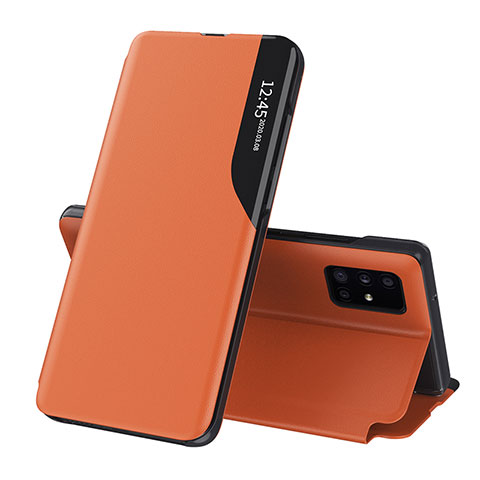 Coque Portefeuille Livre Cuir Etui Clapet QH1 pour Samsung Galaxy A51 5G Orange