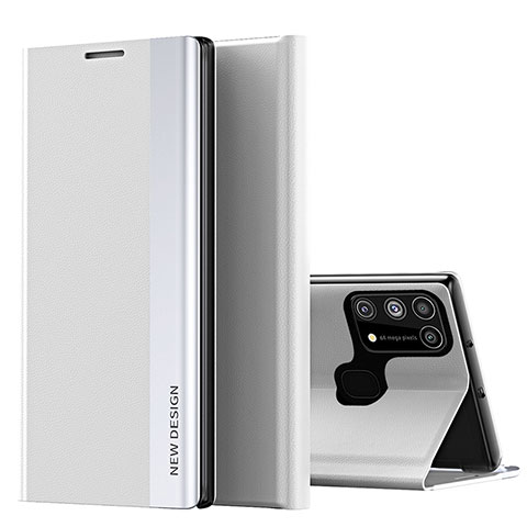 Coque Portefeuille Livre Cuir Etui Clapet QH1 pour Samsung Galaxy M21s Blanc