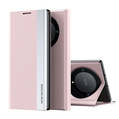 Coque Portefeuille Livre Cuir Etui Clapet QH2 pour Huawei Honor X9b 5G Or Rose