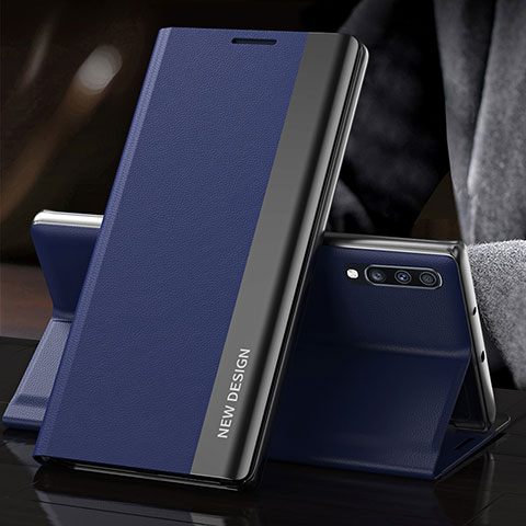 Coque Portefeuille Livre Cuir Etui Clapet QH3 pour Samsung Galaxy A70S Bleu