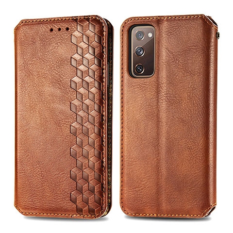 Coque Portefeuille Livre Cuir Etui Clapet S01D pour Samsung Galaxy S20 FE (2022) 5G Marron