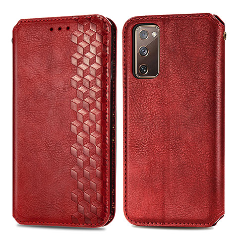 Coque Portefeuille Livre Cuir Etui Clapet S01D pour Samsung Galaxy S20 FE (2022) 5G Rouge