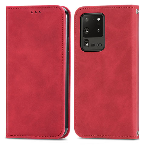 Coque Portefeuille Livre Cuir Etui Clapet S04D pour Samsung Galaxy S20 Ultra 5G Rouge