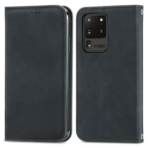 Coque Portefeuille Livre Cuir Etui Clapet S04D pour Samsung Galaxy S20 Ultra Noir