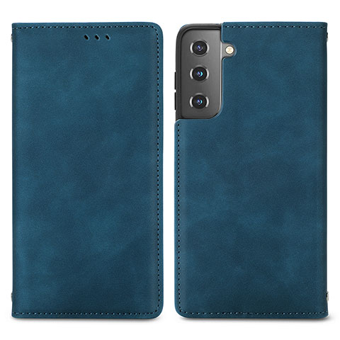 Coque Portefeuille Livre Cuir Etui Clapet S04D pour Samsung Galaxy S21 Plus 5G Bleu