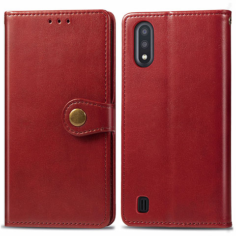 Coque Portefeuille Livre Cuir Etui Clapet S05D pour Samsung Galaxy A01 SM-A015 Rouge