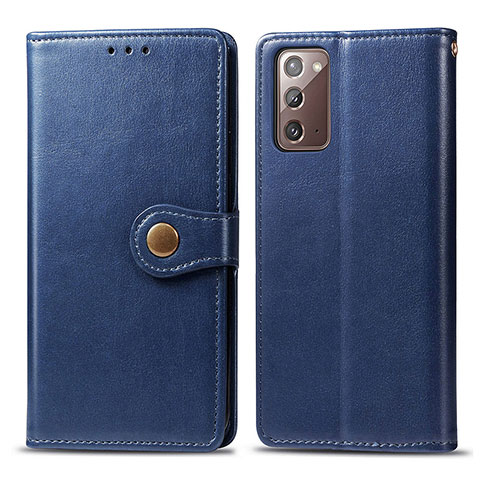 Coque Portefeuille Livre Cuir Etui Clapet S05D pour Samsung Galaxy Note 20 5G Bleu