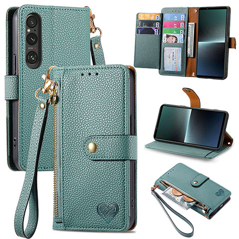Coque Portefeuille Livre Cuir Etui Clapet S15D pour Sony Xperia 1 V Vert