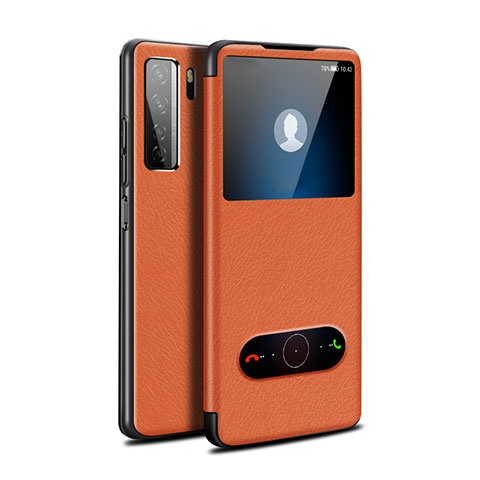 Coque Portefeuille Livre Cuir Etui Clapet T01 pour Huawei Nova 7 SE 5G Orange