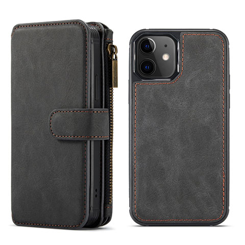 Coque Portefeuille Livre Cuir Etui Clapet T02 pour Apple iPhone 12 Noir
